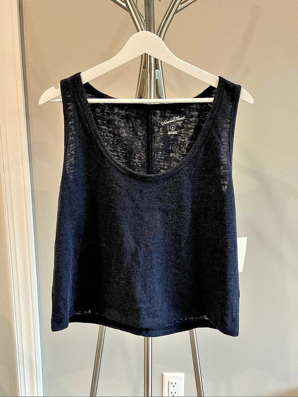Scoop Neck Tank Top Navy Blue Cotton Tank Top Size XL NWT